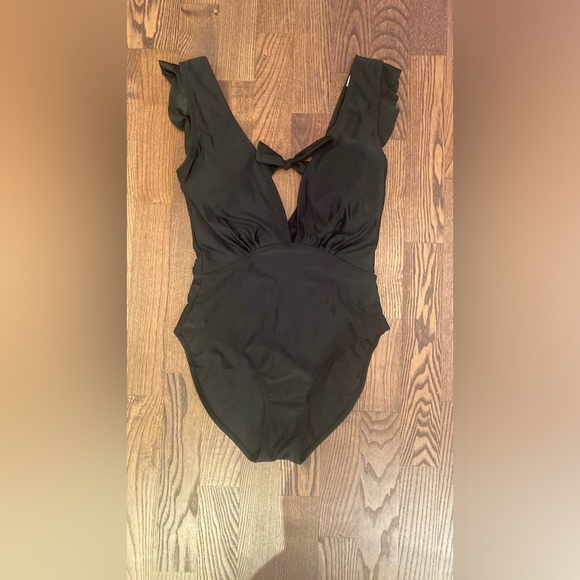Marina West one-piece black ruffle sleeve swimsuit size S - Picture 3 of 8
